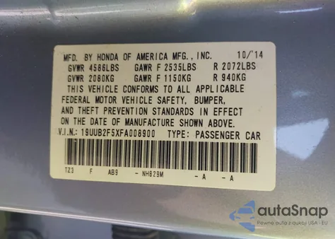 2015 Acura Tlx Tech from USA, damaged, VIN 19UUB2F5XFA008900